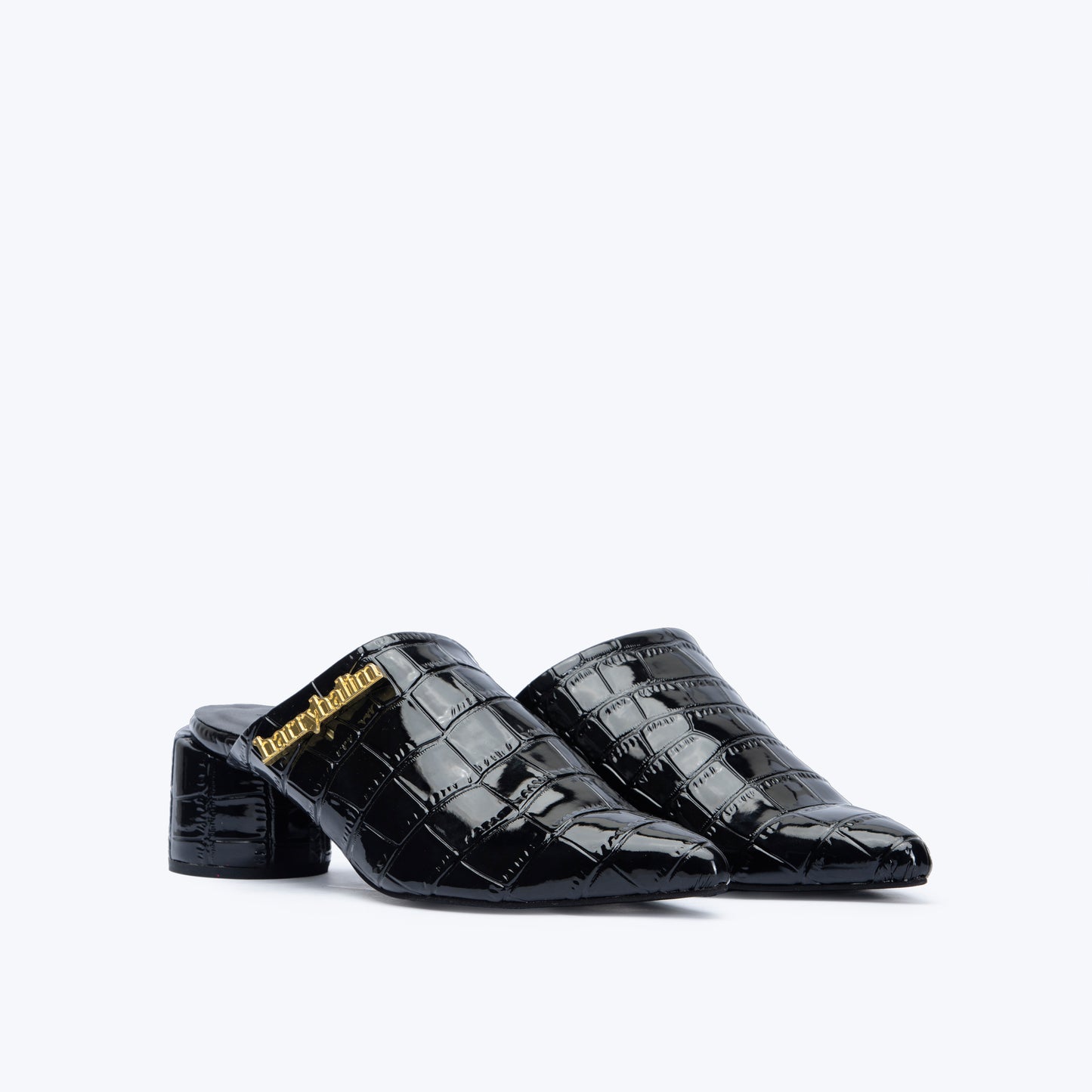 2" RAVEN MULES BLACK CROCO