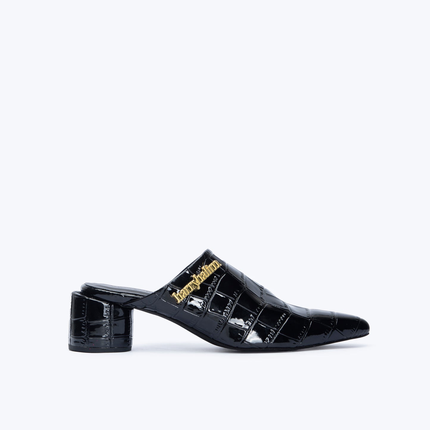 2" RAVEN MULES BLACK CROCO