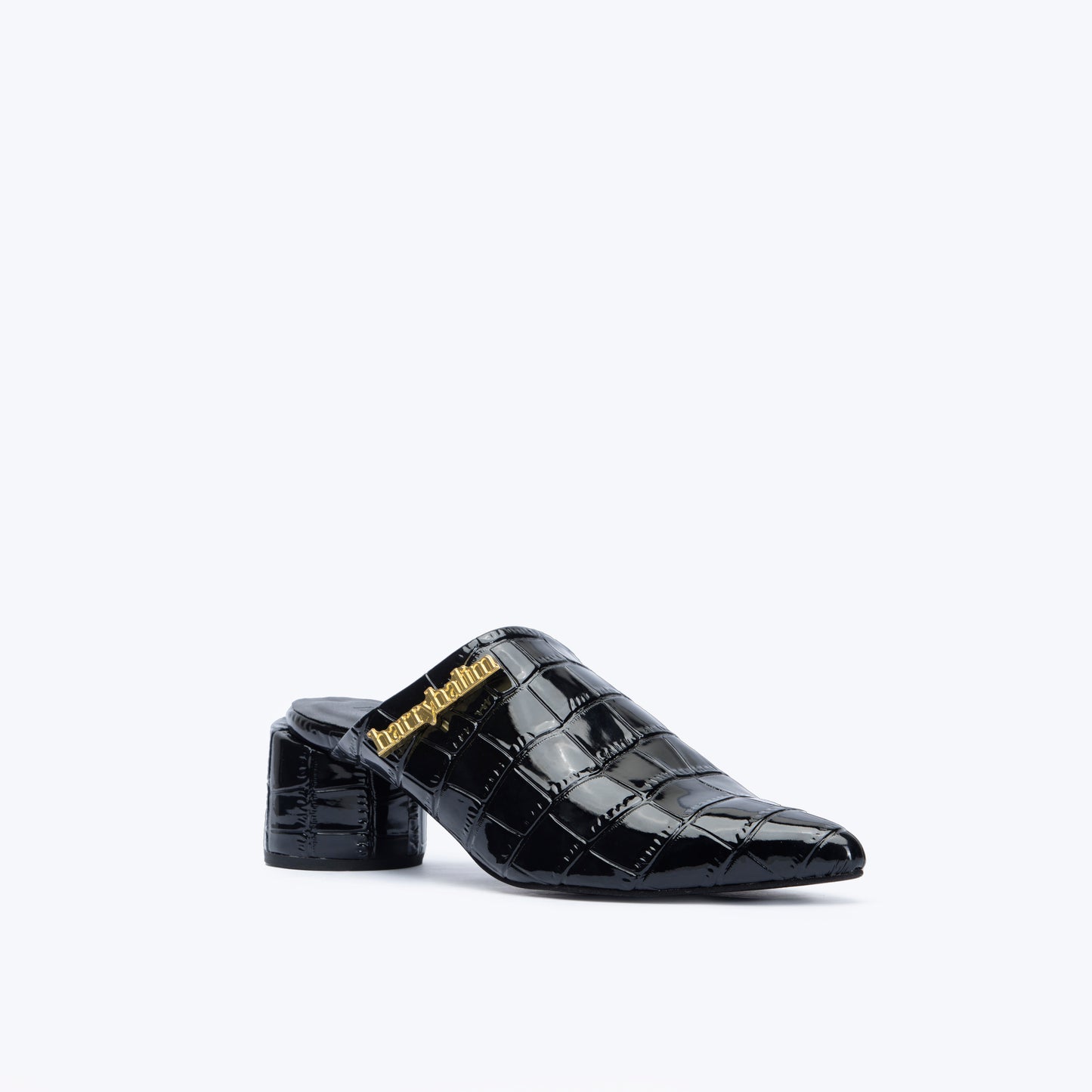 2" RAVEN MULES BLACK CROCO