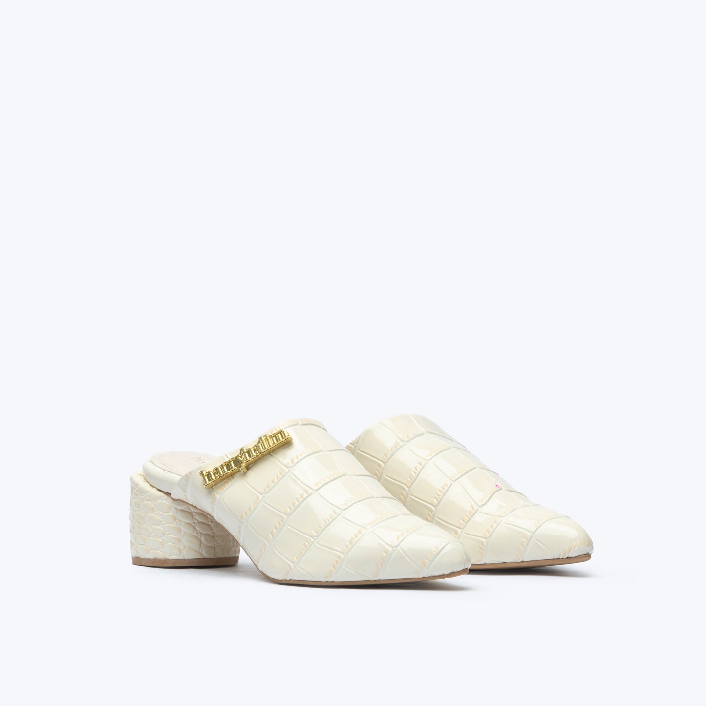 2" RAVEN MULES WHITE CROCO