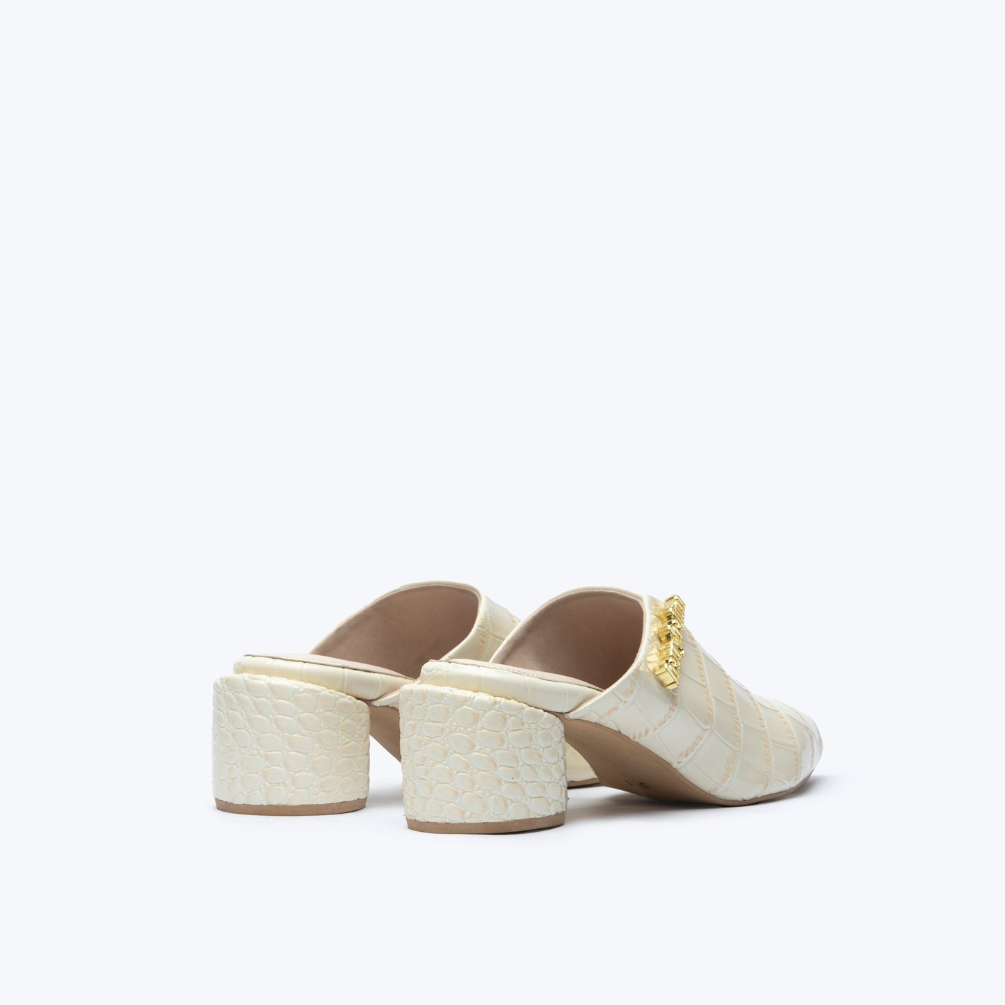 2" RAVEN MULES WHITE CROCO