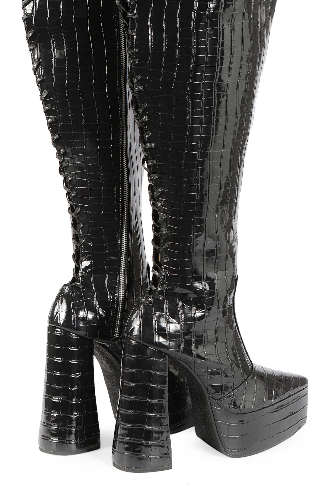 6" KITANA THIGH-HIGH BLK REPTIL