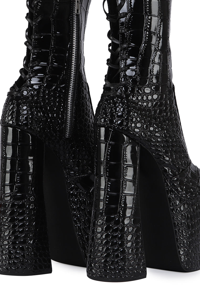 8" KITANA ANKLE BLK CROCO